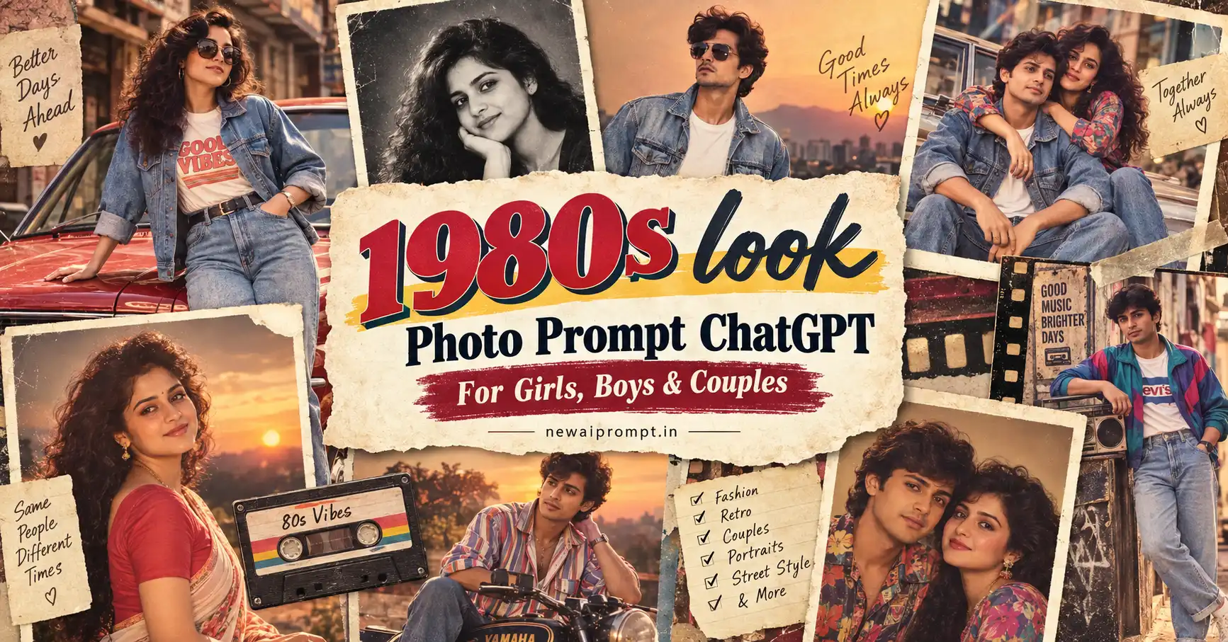 1980s look Photo Prompt ChatGPT For Girls, Boys & Couples