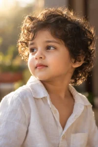 Warm Curly-Hair Casual Portrait