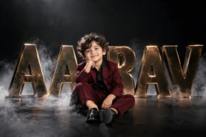 Metallic 3D Name-Text Editorial Portrait