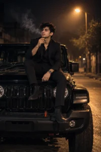 Night Jeep Smoke Portrait