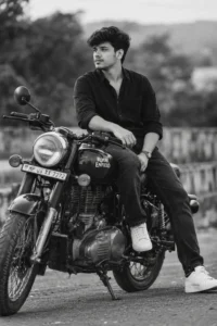 Vintage Black-and-White Bike Portrait