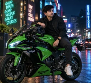 Neon City Sportsbike Portrait