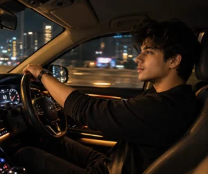 Night Drive Dashboard Portrait