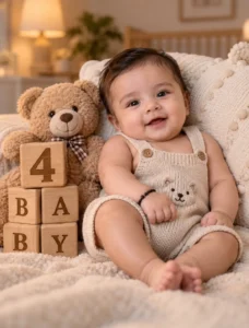 4 month baby photoshoot prompt: Stacked Blocks Portrait