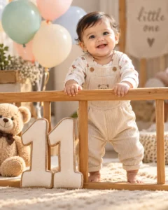 11 month baby photoshoot prompt: Standing Support Portrait