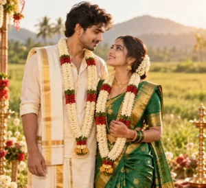 South Indian Wedding Garland Portrait