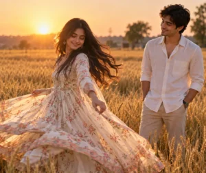 Golden Wheat Field Twirl Portrait