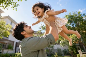 Toddler Lifted Into the Air