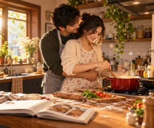 Cozy Kitchen Cooking Together