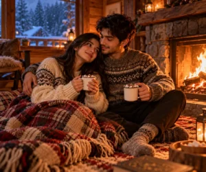 Winter Cabin Fireplace