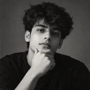 Hand-on-Chin Curly Hair B&W DP