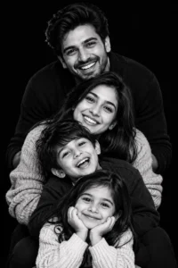 Stacked Faces Black and White Portrait