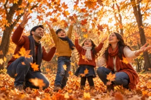 Autumn Park Leaf Toss