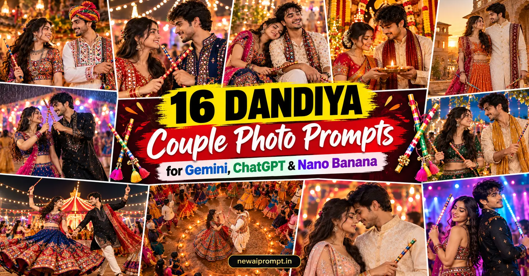 Dandiya Couple Photo Prompts for Gemini, ChatGPT & Nano Banana