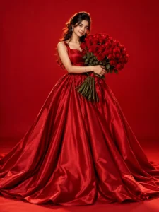 Crimson Rose Gown Portrait