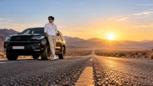 Desert Highway Road Trip at Sunrise
