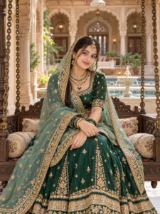 Emerald Bridal Swing in a Palace Courtyard