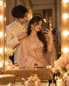 Golden Bridal Vanity Selfie