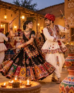 Golden Garba Night in a Gujarati Courtyard