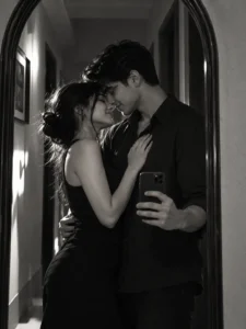 Intimate Black-and-White Mirror Selfie