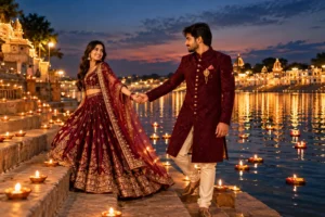 Romantic Ghat Celebration at Dusk