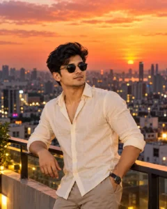 Sunset Rooftop City Portrait