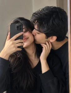 Tender Mirror Selfie Kiss