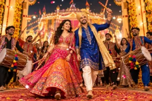 Romantic Indian Wedding Swing Portrait