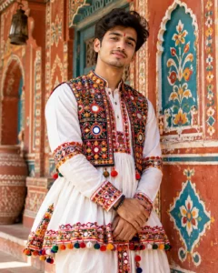 Vibrant Rajasthani Embroidery Portrait