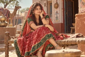 Vintage Rajasthani Courtyard Portrait